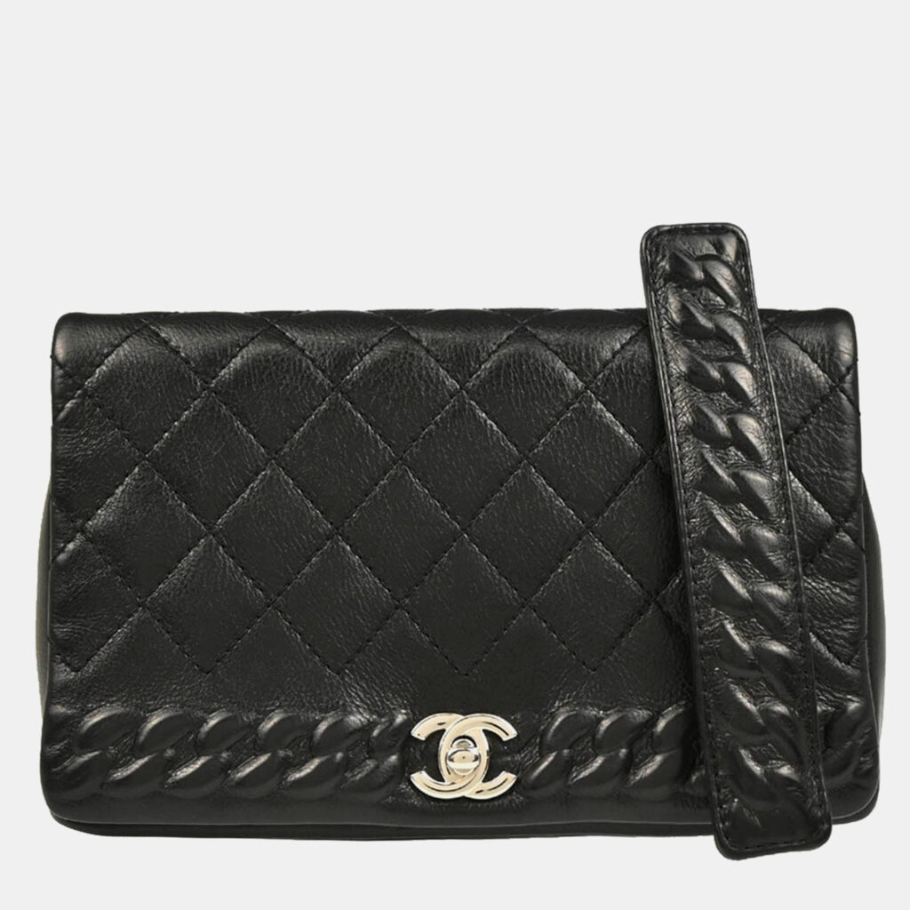 Chanel Turnlock Full Flap Small Black Embossed Calfskin Shoulder Bag Chanel Turnlock Full Flap Small Black Embossed Calfskin Shoulder Bag