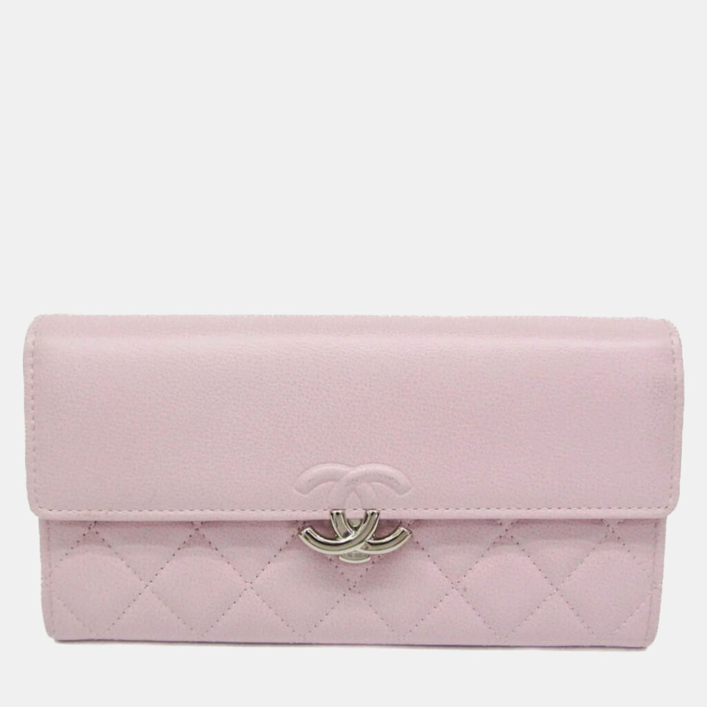 Chanel Gusset Flap Pink Leather Wallet Chanel Gusset Flap Pink Leather Wallet