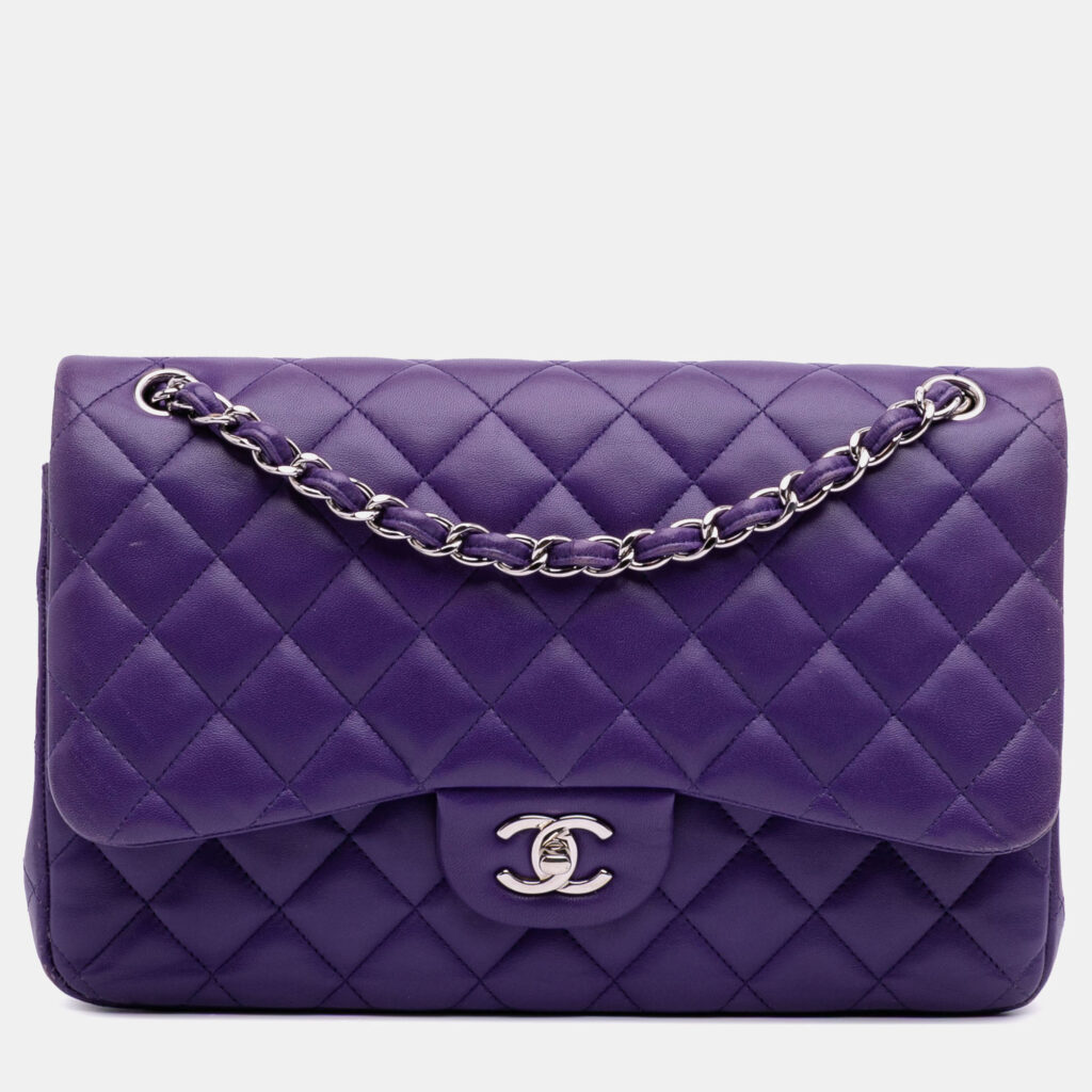 Chanel Purple Jumbo Classic Lambskin Double Flap Chanel Purple Jumbo Classic Lambskin Double Flap