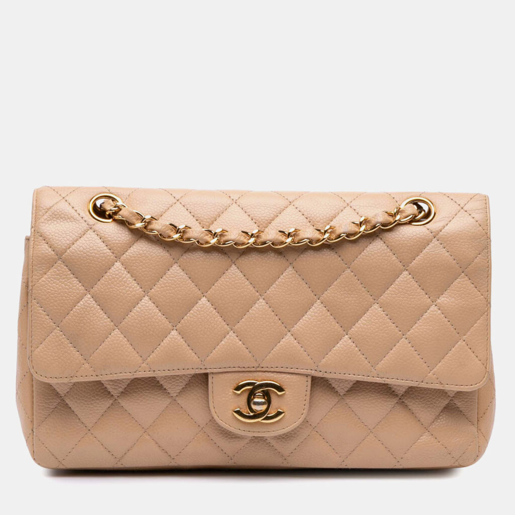Chanel Beige Medium Classic Caviar Double Flap Chanel Beige Medium Classic Caviar Double Flap