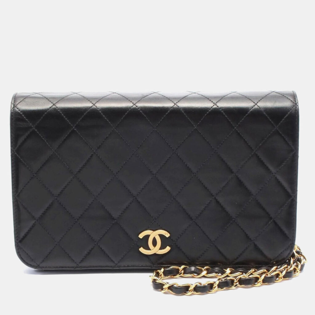 Chanel Full Flap Black Lambskin Quilted Shoulder Bag