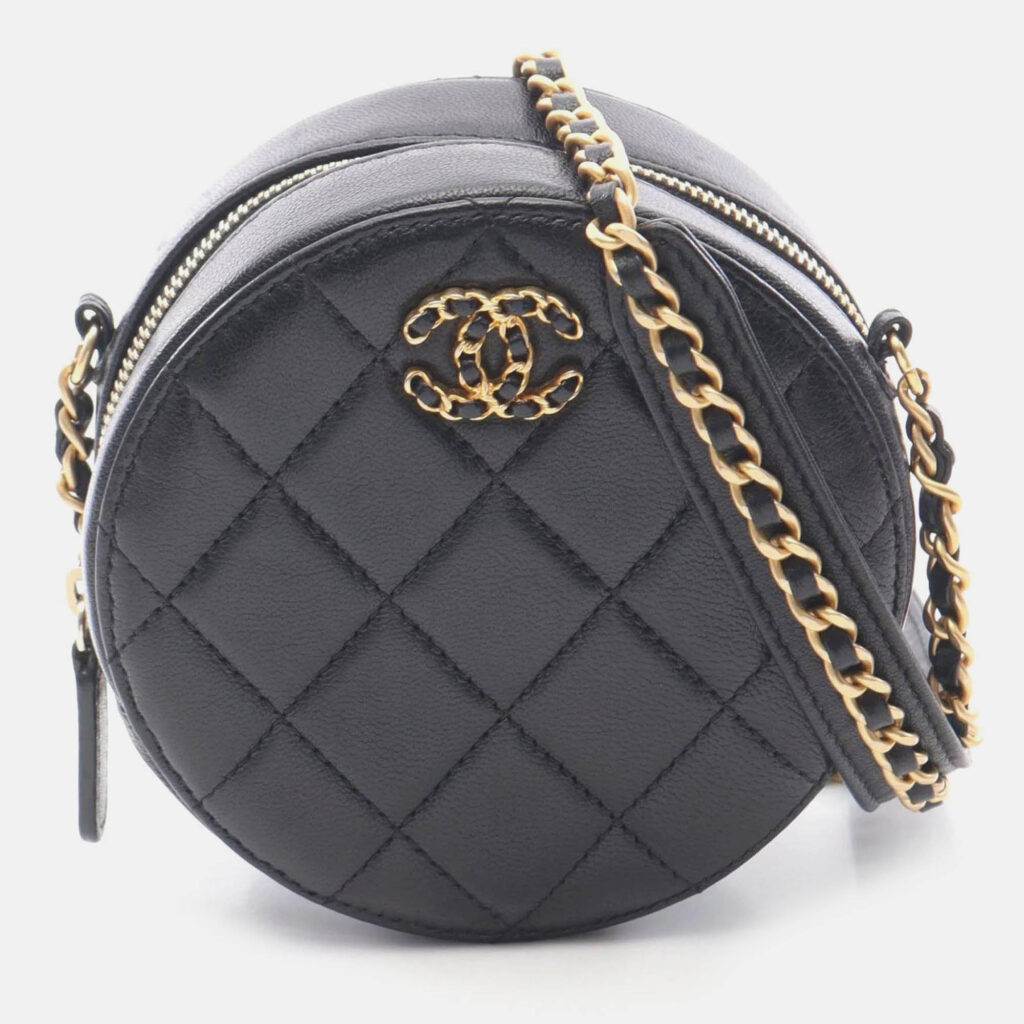 Chanel Matelasse Round Mini Black Lambskin Shoulder Bag