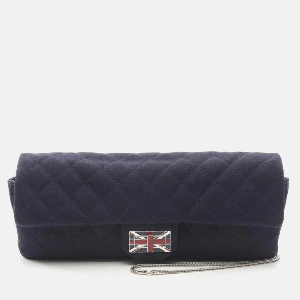 Chanel Matelasse Union Jack Navy Canvas Fabric Shoulder Bag