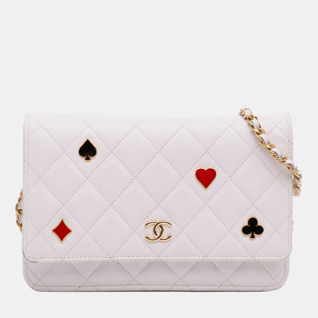 Chanel White Quilted Caviar Coco Casino Wallet on Chain Chanel White Quilted Caviar Coco Casino Wallet on Chain