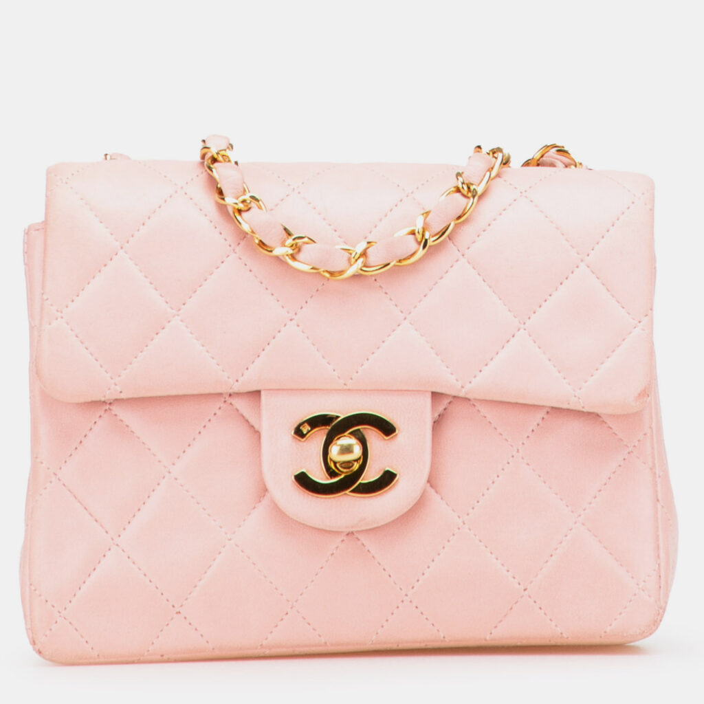 Chanel Pink Mini Square Classic Lambskin Single Flap Chanel Pink Mini Square Classic Lambskin Single Flap
