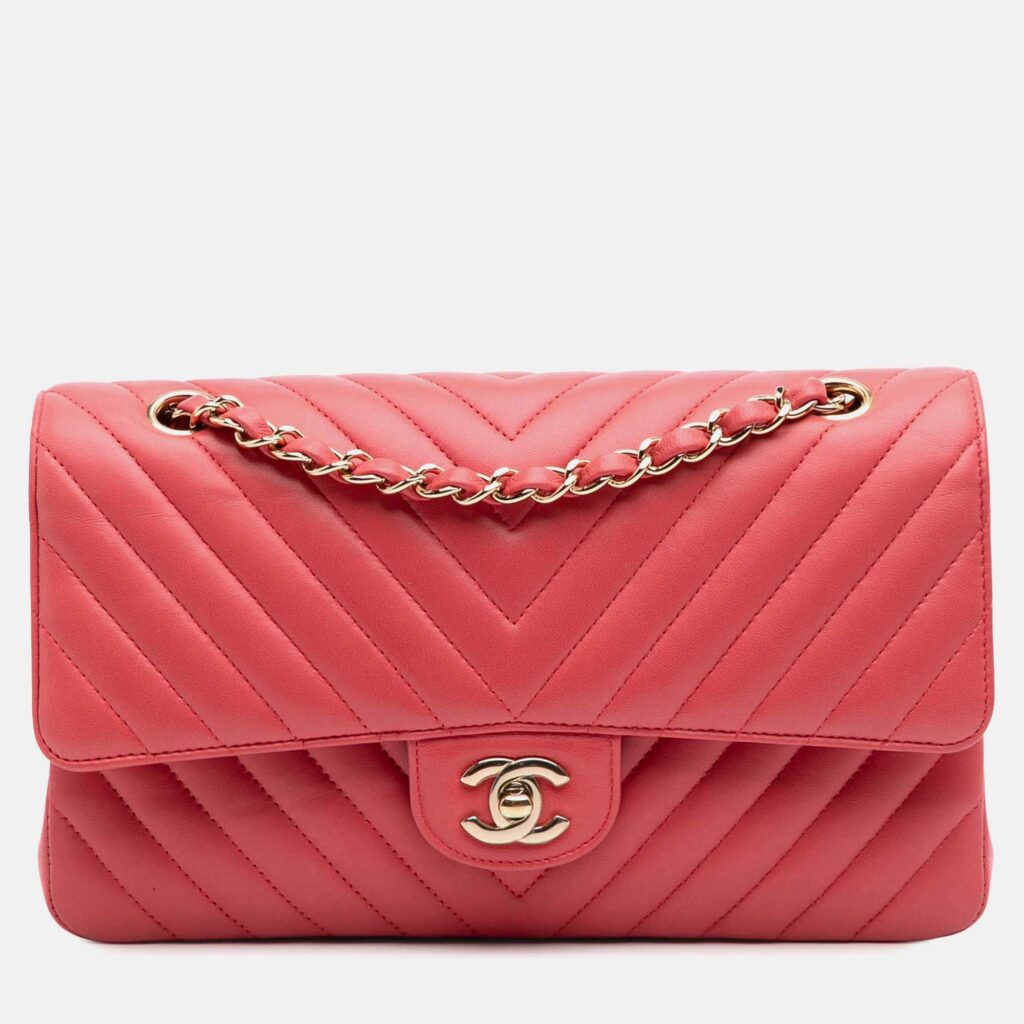 Chanel Classic Double Flap Medium Chevron Lambskin Shoulder Bag Chanel Classic Double Flap Medium Chevron Lambskin Shoulder Bag