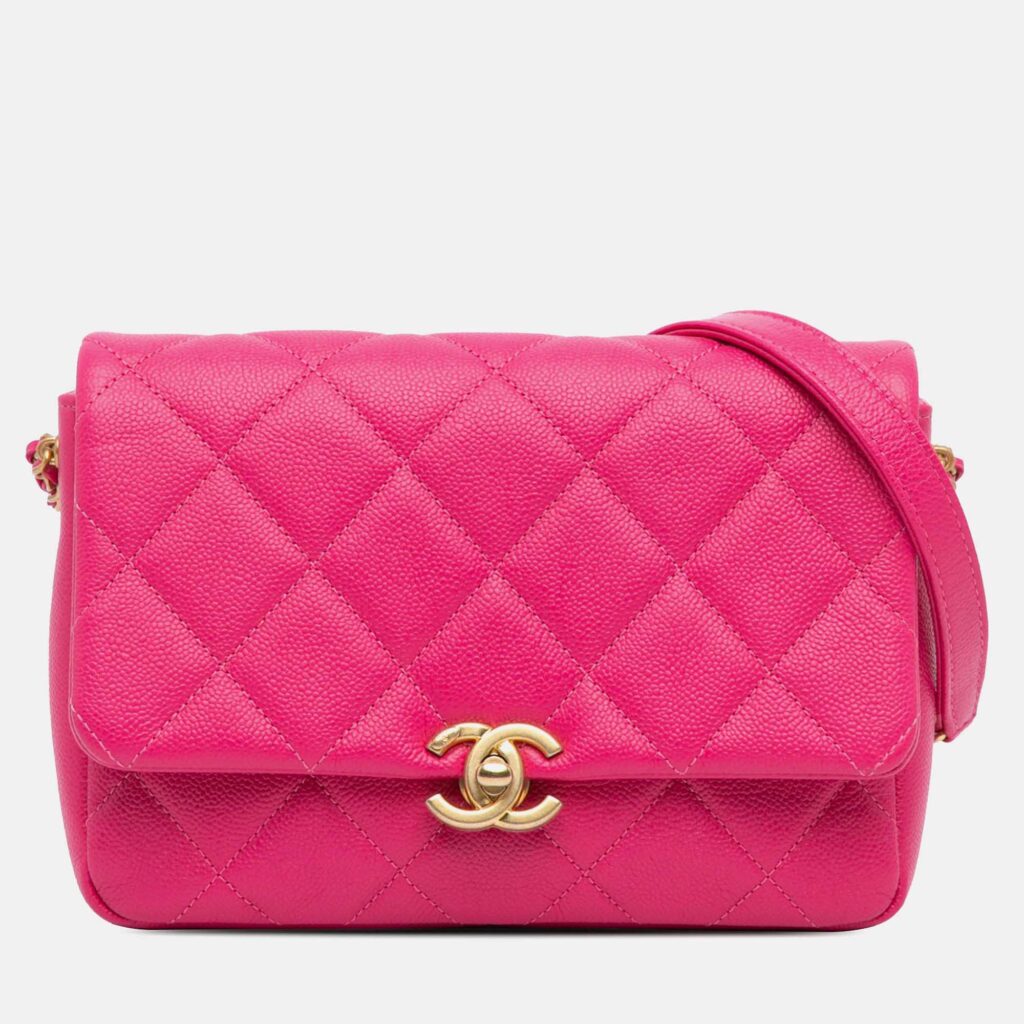 Chanel Chain Melody Flap Small Pink Quilted Caviar Shoulder Bag Chanel Chain Melody Flap Small Pink Quilted Caviar Shoulder Bag
