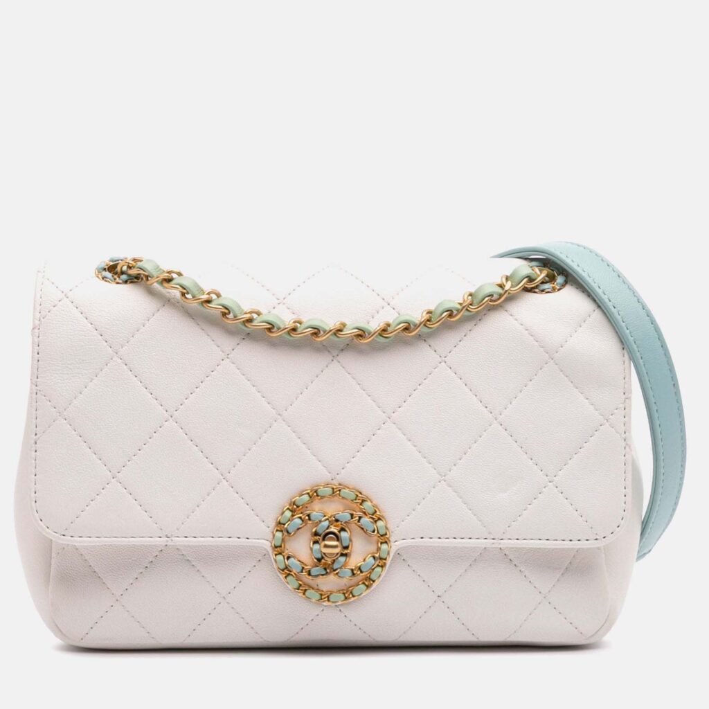 Chanel Single Flap Quilted Calfskin CC Shoulder Bag Chanel Single Flap Quilted Calfskin CC Shoulder Bag