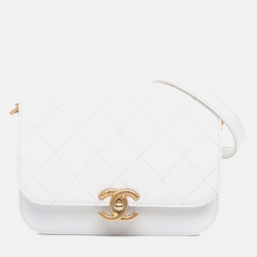 Chanel CC Flap Crossbody Quilted Caviar Bag