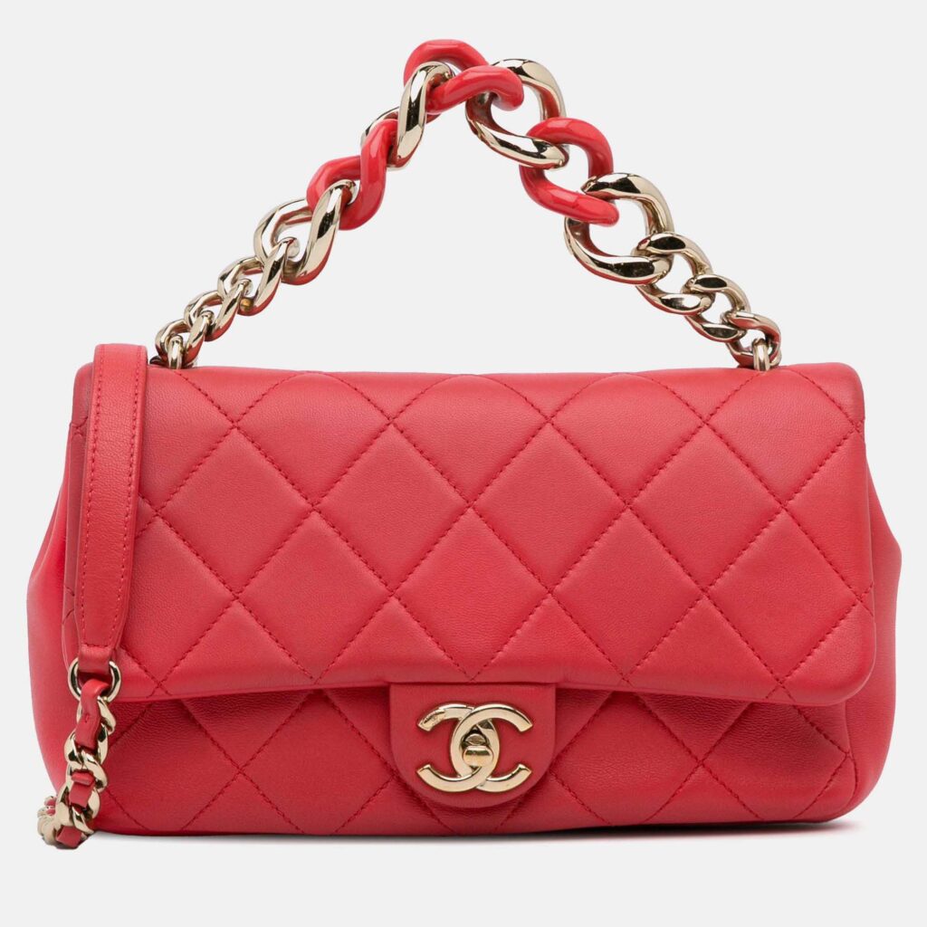 Chanel Elegant Chain Single Flap Small Lambskin Bag
