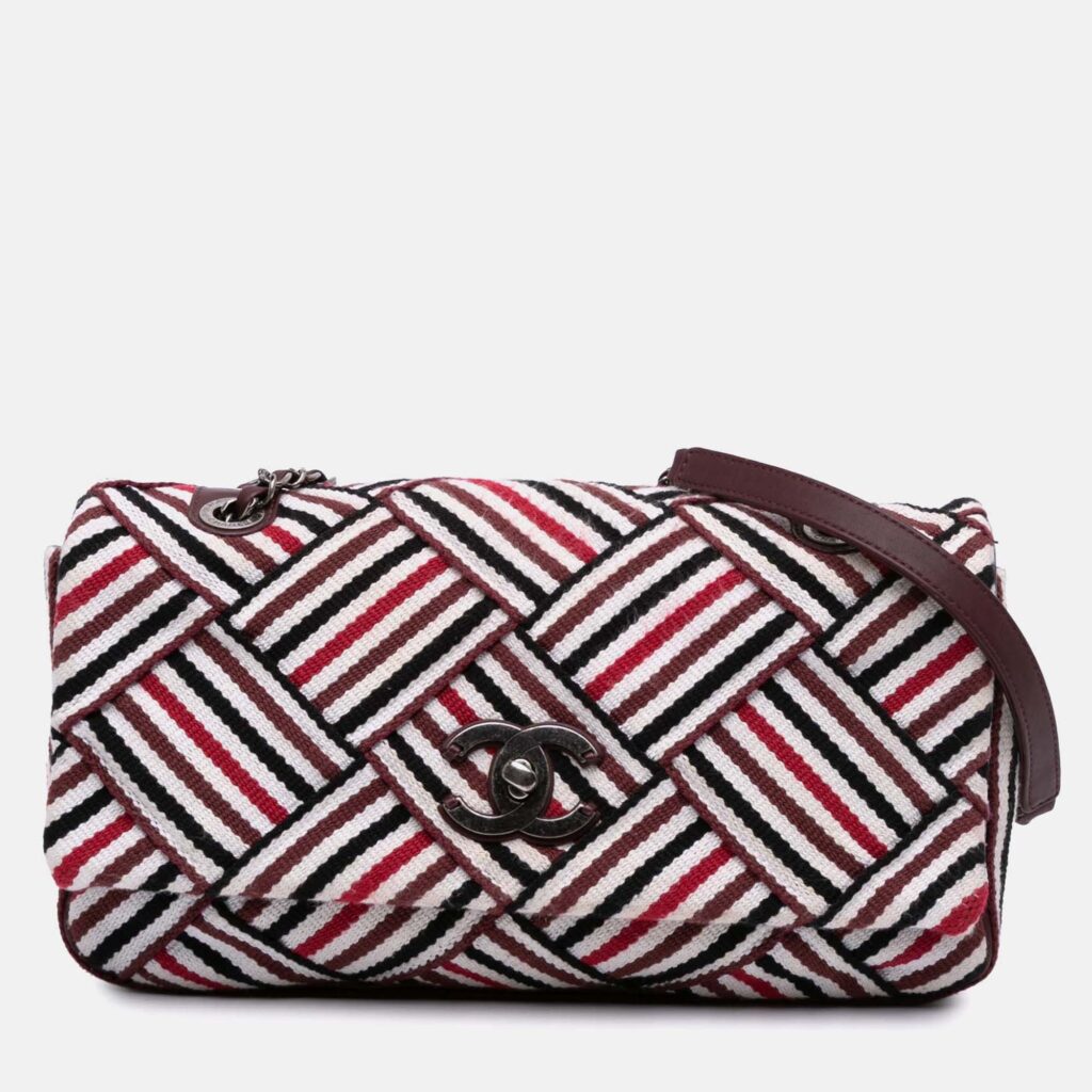 Chanel Stripe Flap CC Canvas Bag Chanel Stripe Flap CC Canvas Bag