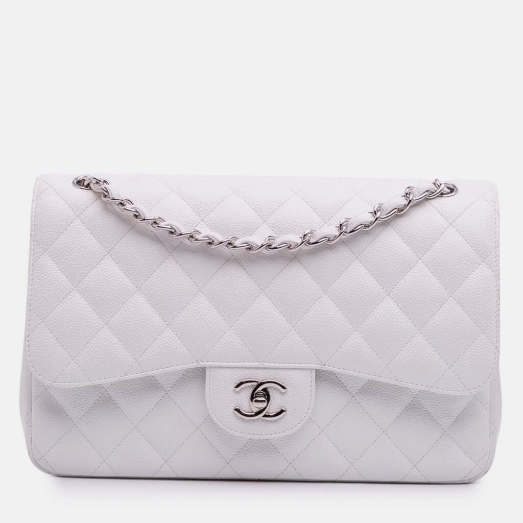 Chanel White Jumbo Classic Caviar Double Flap Chanel White Jumbo Classic Caviar Double Flap