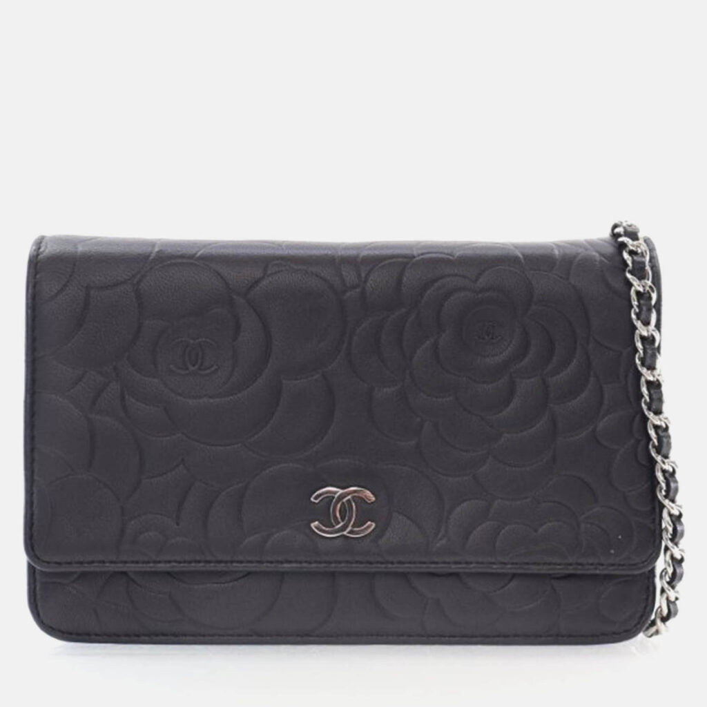 Chanel Camellia Black Lambskin Wallet On Chain Chanel Camellia Black Lambskin Wallet On Chain