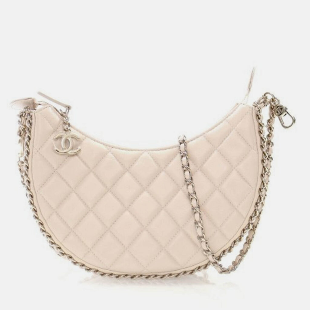 Chanel Moon Small Beige Lambskin Hobo Bag Chanel Moon Small Beige Lambskin Hobo Bag