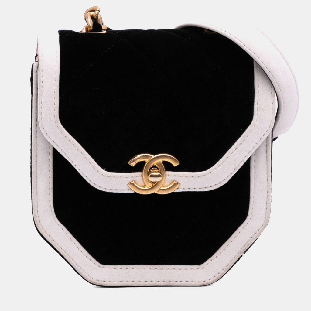 Chanel Black White Mini Quilted Velvet Place Vendome Single Flap Chanel Black White Mini Quilted Velvet Place Vendome Single Flap