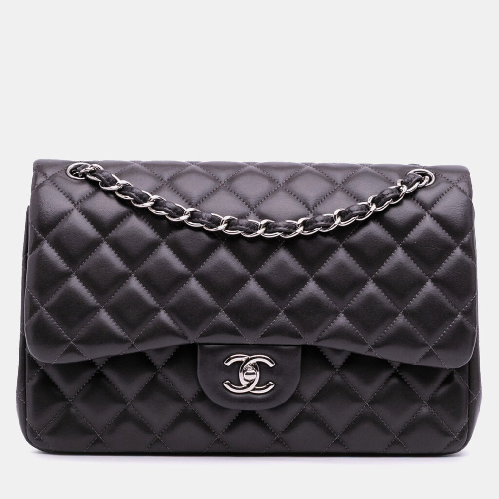 Chanel Grey Jumbo Classic Lambskin Double Flap Bag