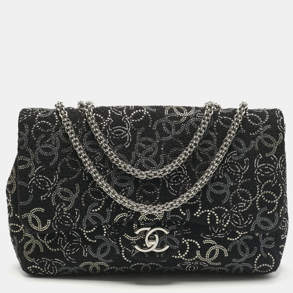 Chanel Black/Silver Tweed CC Paris Shanghai Pudong Flap Bag