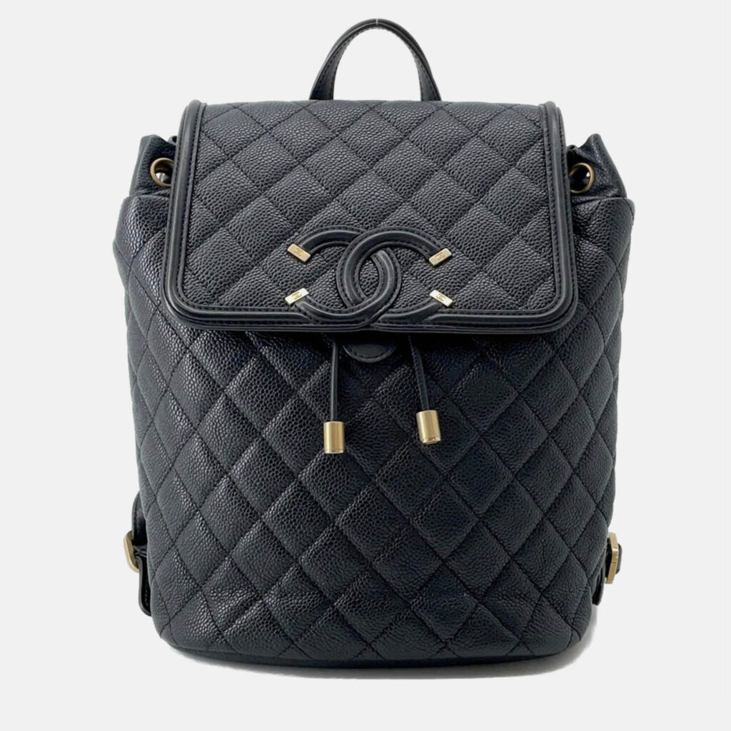 Chanel CC Filigree Black Caviar Leather Backpack Chanel CC Filigree Black Caviar Leather Backpack