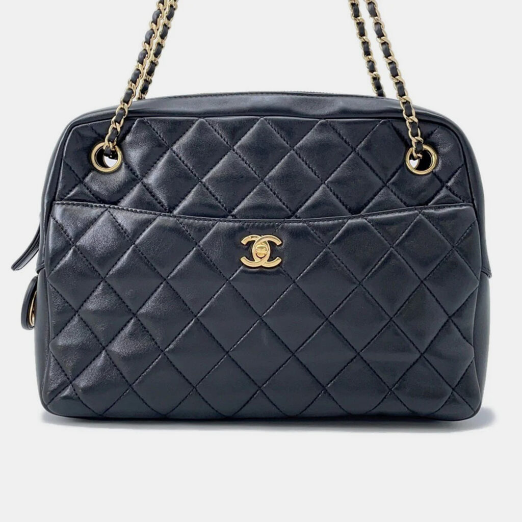 Chanel Matelasse Camera Case Black Lambskin Chain Shoulder Bag Chanel Matelasse Camera Case Black Lambskin Chain Shoulder Bag