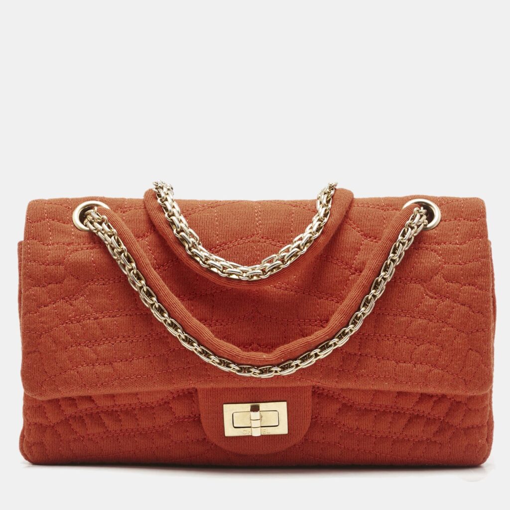 Chanel Orange Quilted Jersey Classic 225 Reissue 2.55 Flap Bag Chanel Orange Quilted Jersey Classic 225 Reissue 2.55 Flap Bag