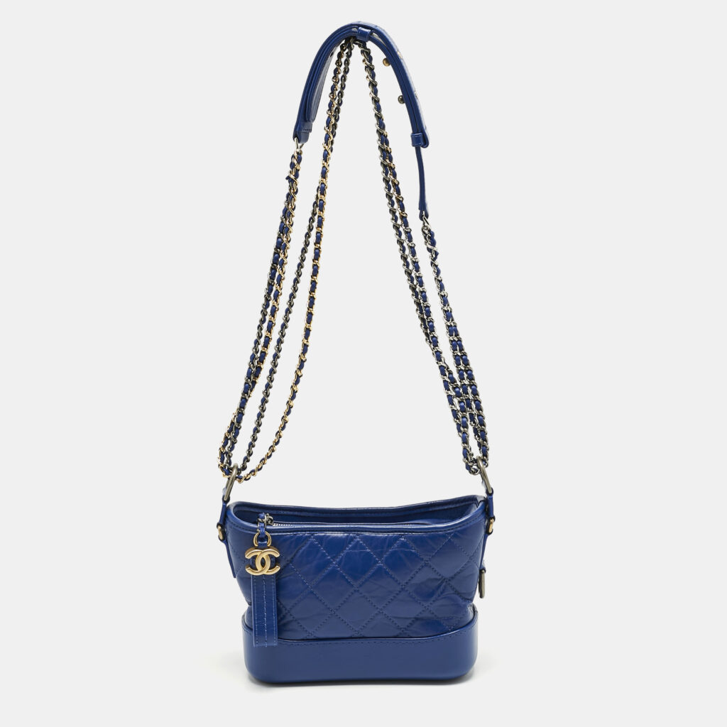 Chanel Blue Quilted Leather Small Gabrielle Bag
