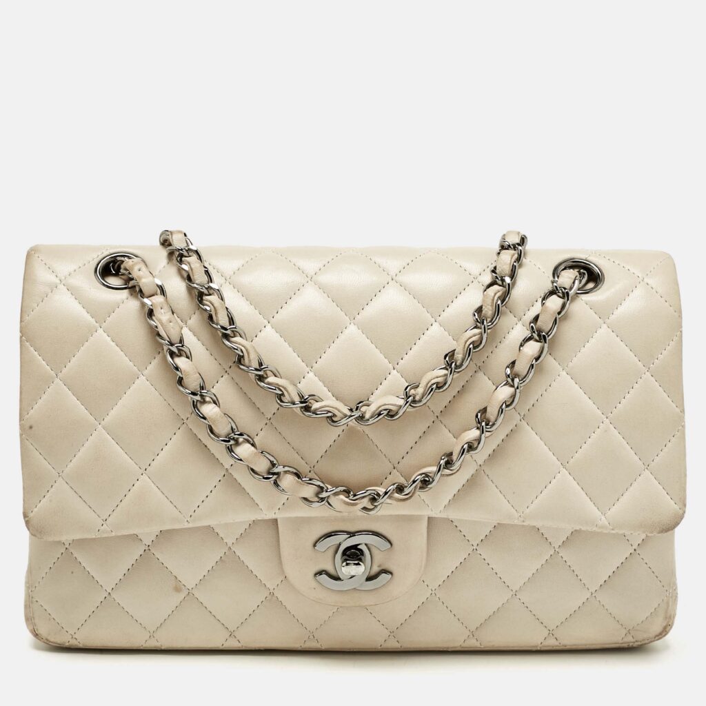 Chanel Beige Quilted Leather Medium Classic Double Flap Bag