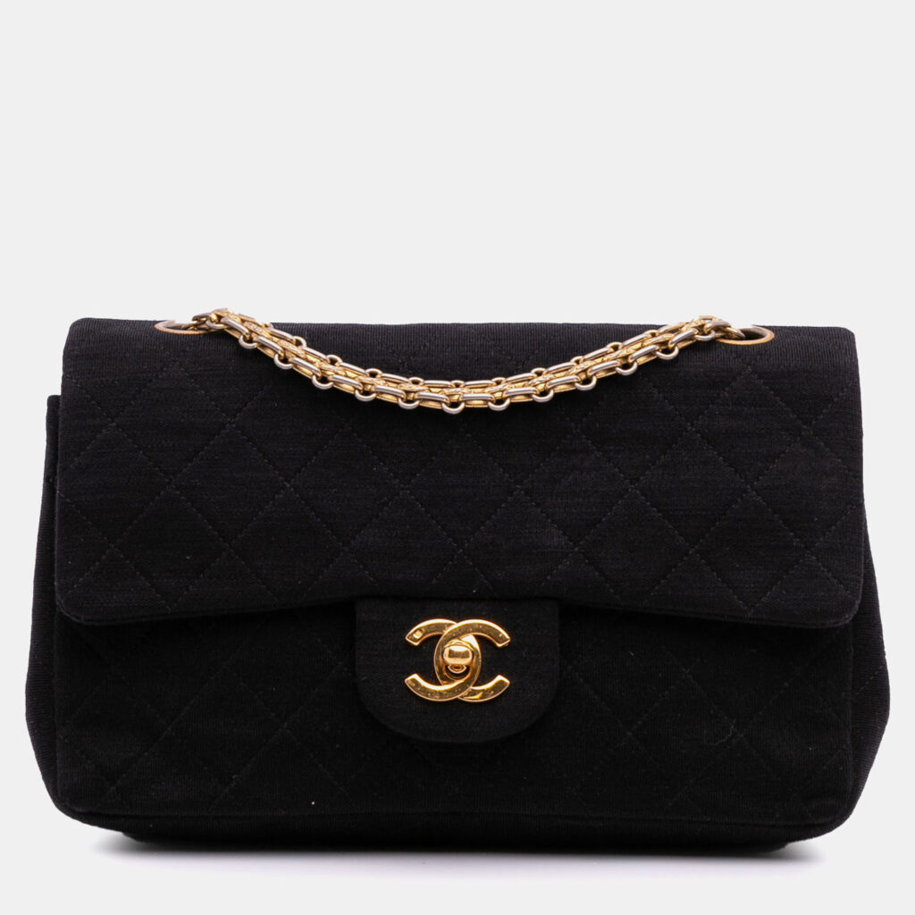 Chanel Black Small Classic Jersey Double Flap