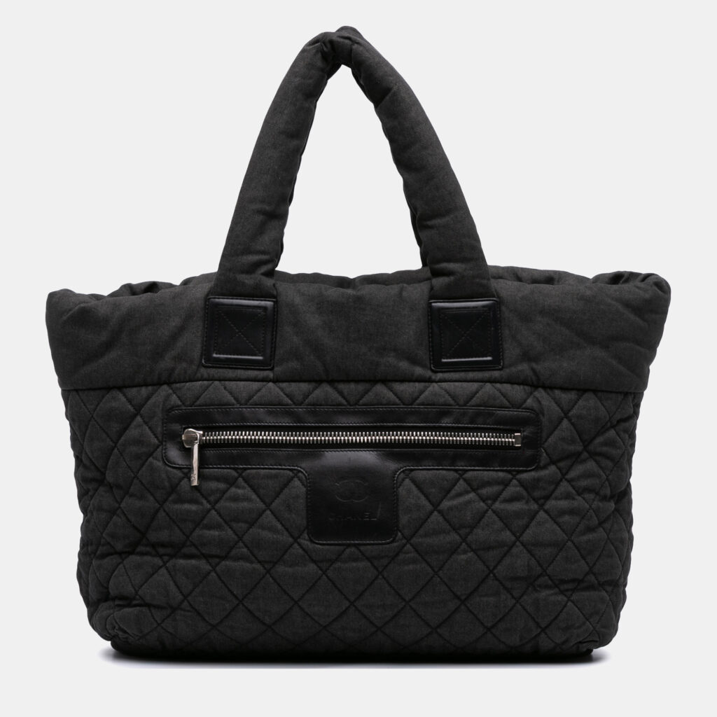 Chanel Black Large Quilted Denim Coco Cocoon Tote Chanel Black Large Quilted Denim Coco Cocoon Tote