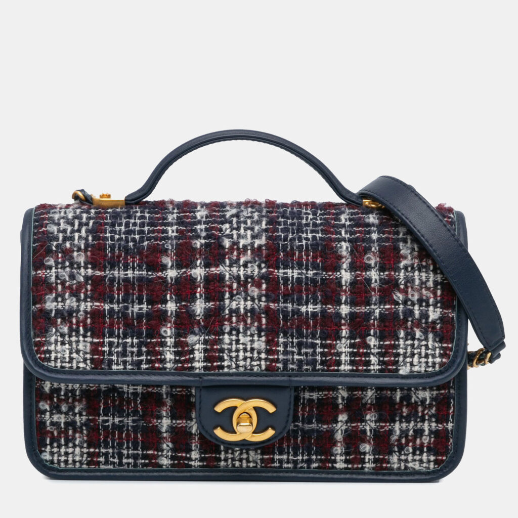 Chanel School Memory Small Tweed Top Handle Flap Bag Chanel School Memory Small Tweed Top Handle Flap Bag