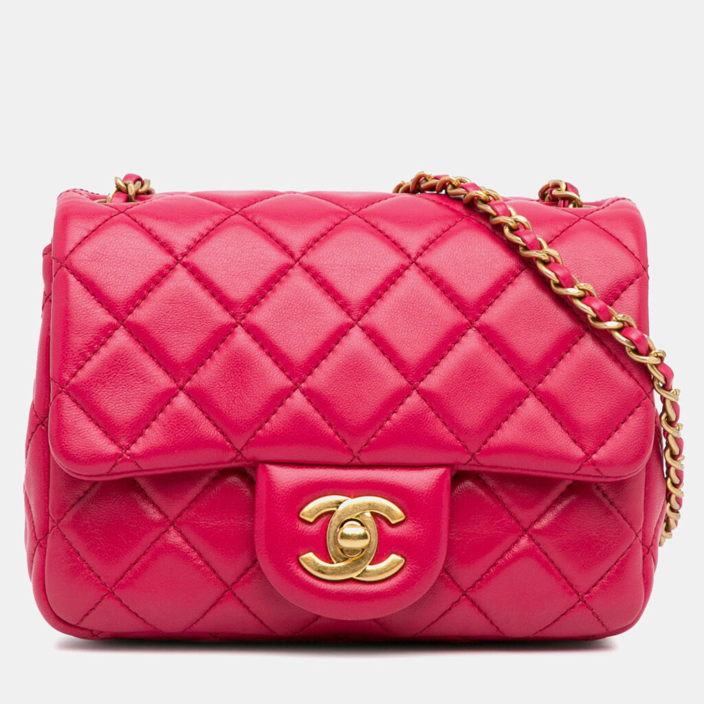 Chanel Classic Pearl Crush Single Flap Mini Square Lambskin Shoulder Bag Chanel Classic Pearl Crush Single Flap Mini Square Lambskin Shoulder Bag