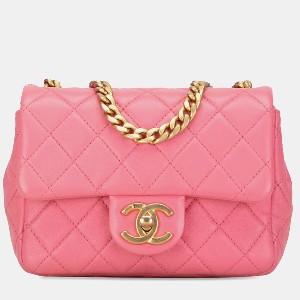 Chanel Pearl Samba Flap Mini Square Lambskin Shoulder Bag Chanel Pearl Samba Flap Mini Square Lambskin Shoulder Bag