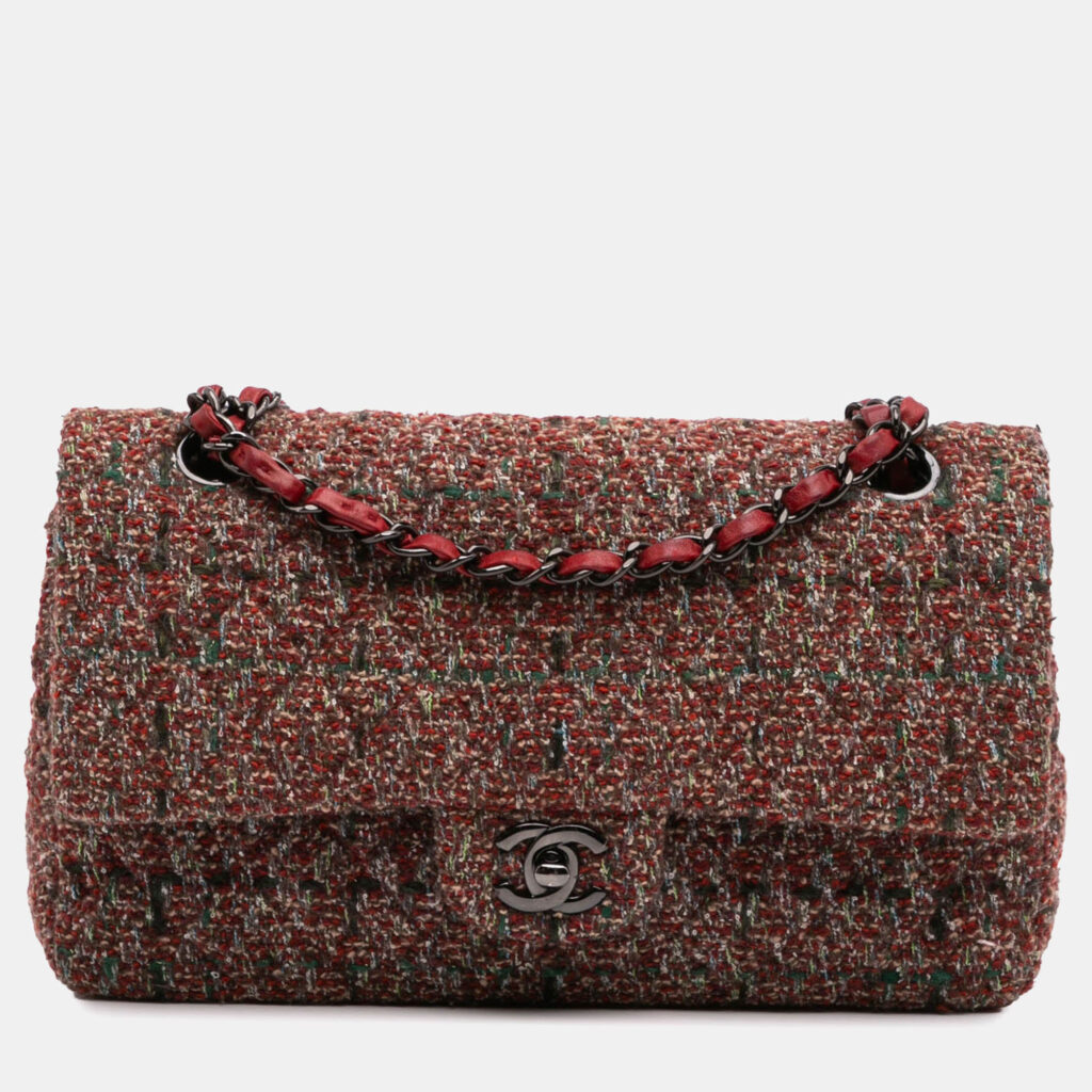 Chanel Classic Double Flap Medium Tweed Shoulder Bag Chanel Classic Double Flap Medium Tweed Shoulder Bag