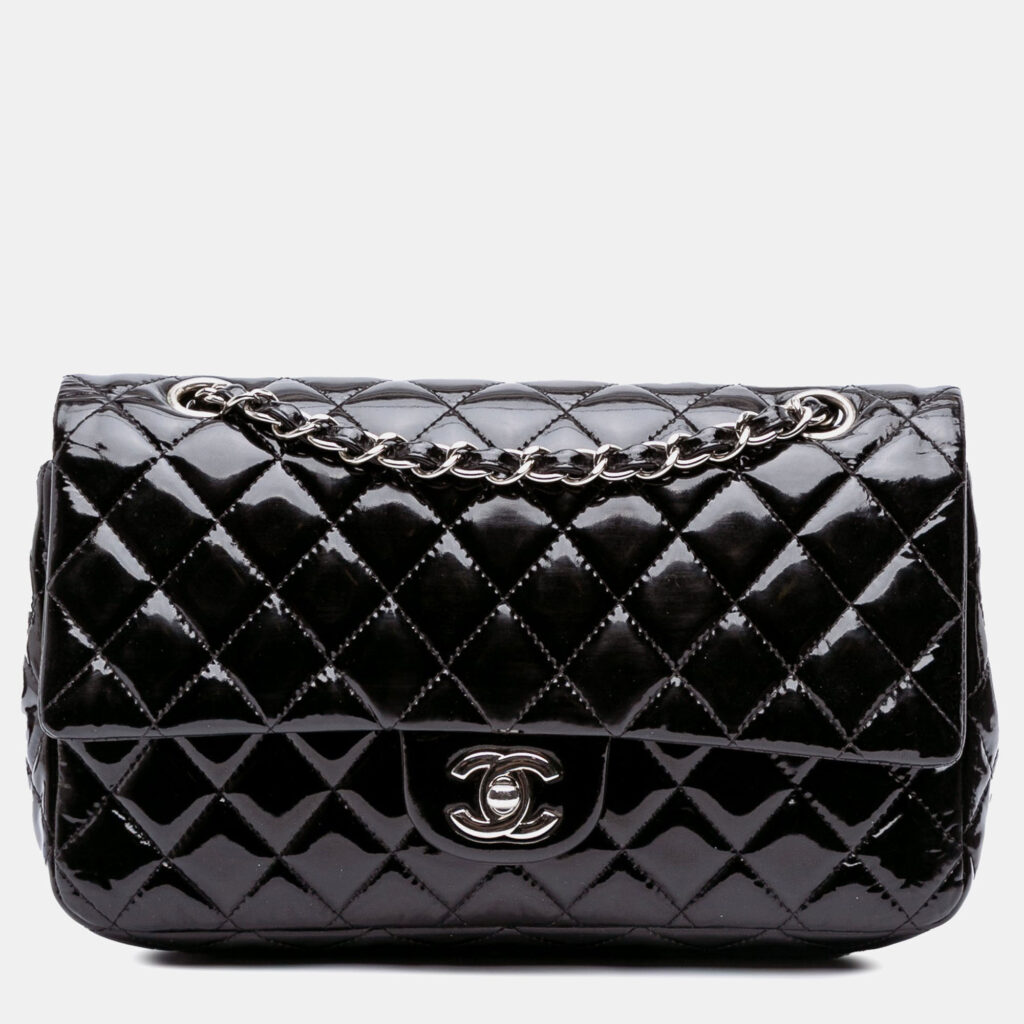 Chanel Classic Double Flap Medium Patent Leather Shoulder Bag Chanel Classic Double Flap Medium Patent Leather Shoulder Bag