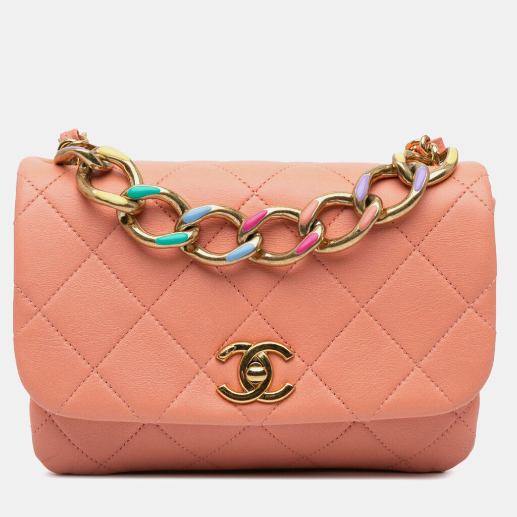 Chanel Color Match Flap Small Lambskin Shoulder Bag Chanel Color Match Flap Small Lambskin Shoulder Bag