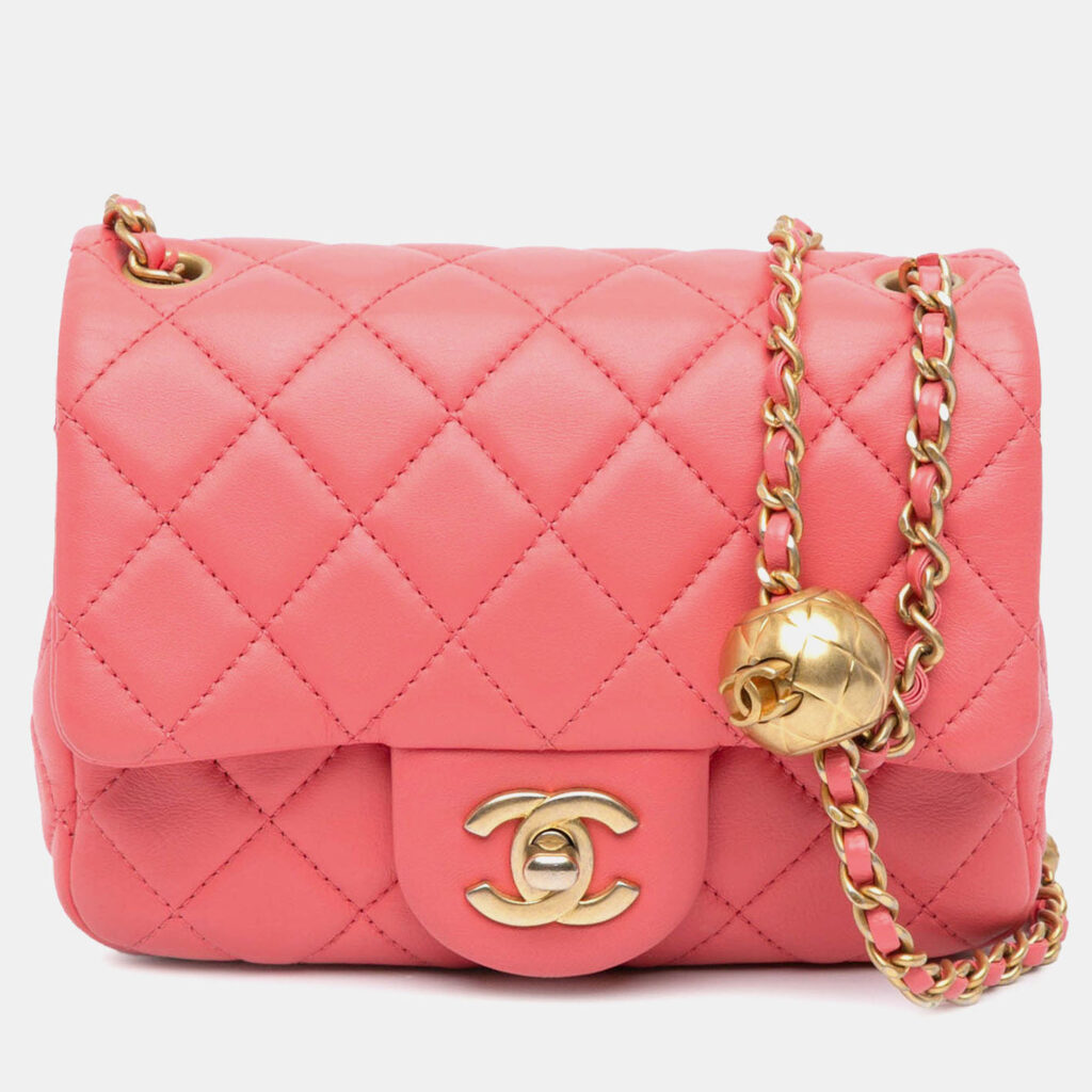 Chanel Classic Pearl Crush Single Flap Mini Square Lambskin Shoulder Bag Chanel Classic Pearl Crush Single Flap Mini Square Lambskin Shoulder Bag