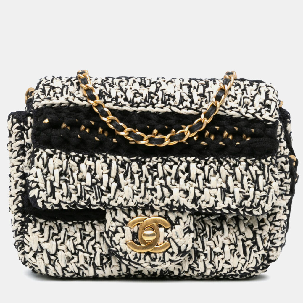 Chanel Braided With Love Flap Medium Raffia Shoulder Bag Chanel Braided With Love Flap Medium Raffia Shoulder Bag