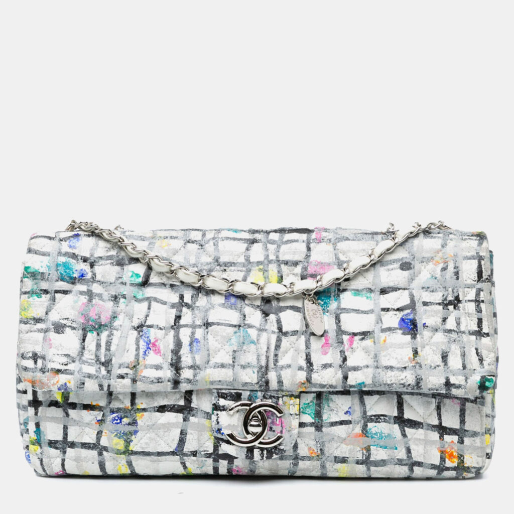 Chanel Hand Painted Graffiti Flap Medium Calfskin Shoulder Bag Chanel Hand Painted Graffiti Flap Medium Calfskin Shoulder Bag