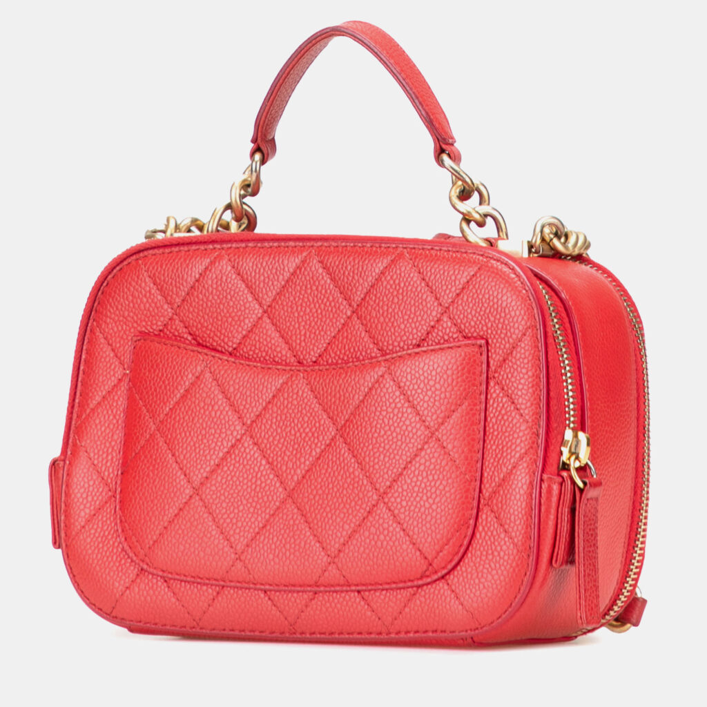 Chanel Red Small Quilted Caviar Top Handle Camera Bag Chanel Red Small Quilted Caviar Top Handle Camera Bag