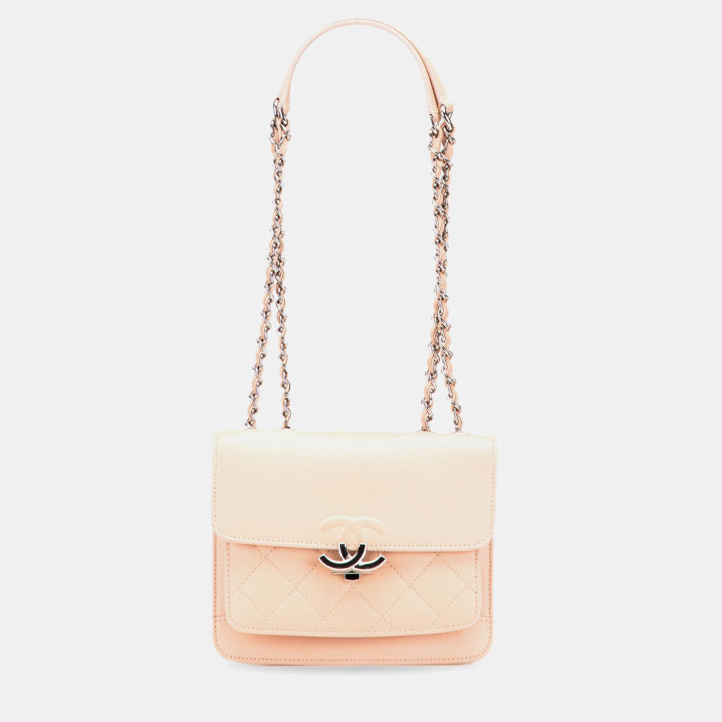 Chanel Pink Mini Quilted Caviar CC Box Flap Bag