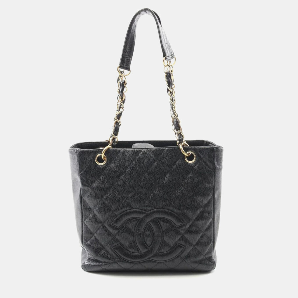 Chanel PST Black Calfskin Leather Tote Bag Chanel PST Black Calfskin Leather Tote Bag