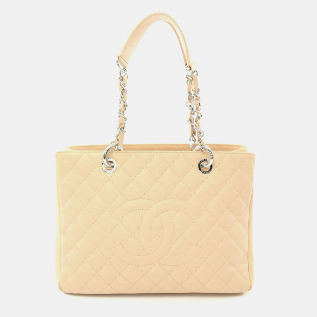 Chanel Grand GST Beige Grained Leather Tote Bag Chanel Grand GST Beige Grained Leather Tote Bag