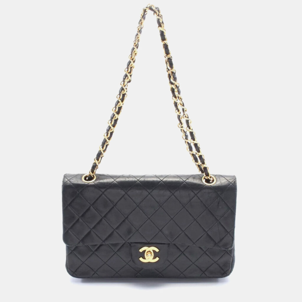 Chanel Double Flap Medium Black Lambskin Shoulder Bag Chanel Double Flap Medium Black Lambskin Shoulder Bag