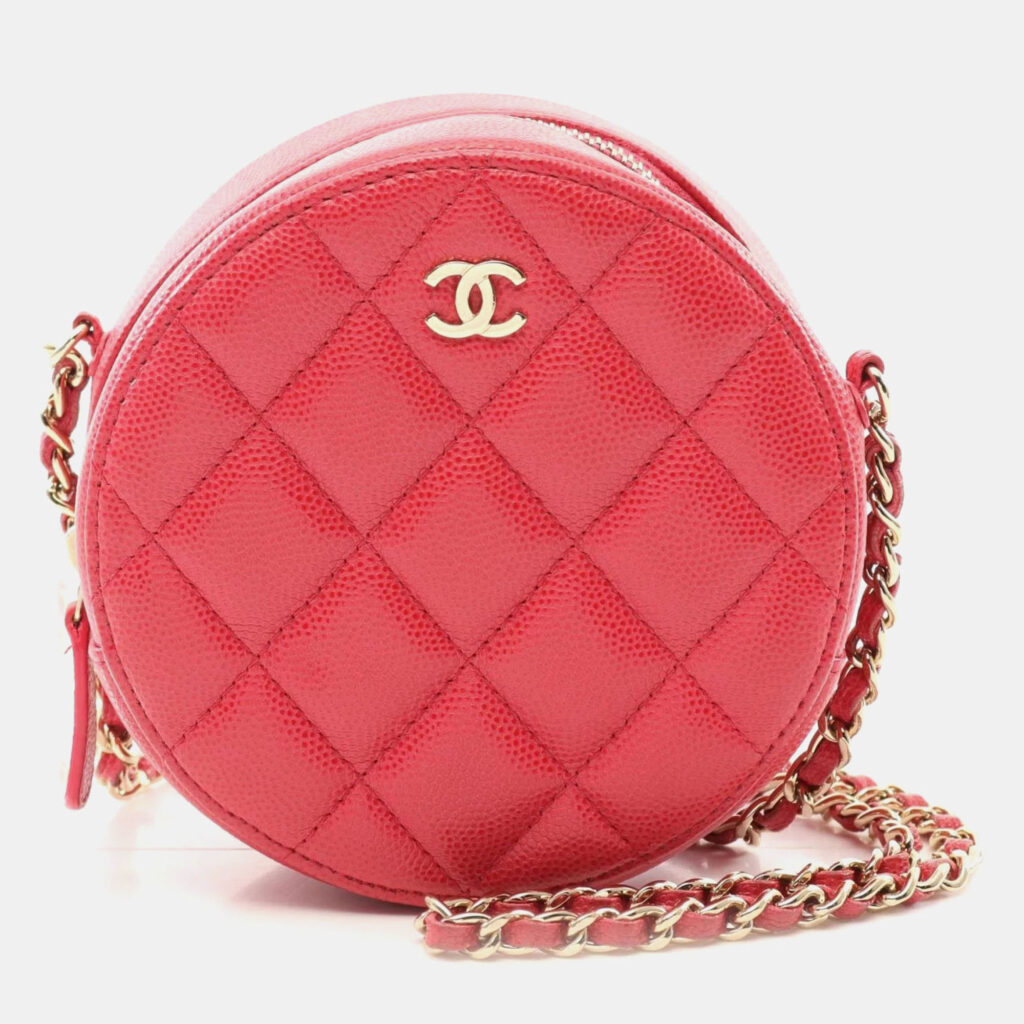 Chanel Matelasse Round Mini Red Calfskin Shoulder Bag