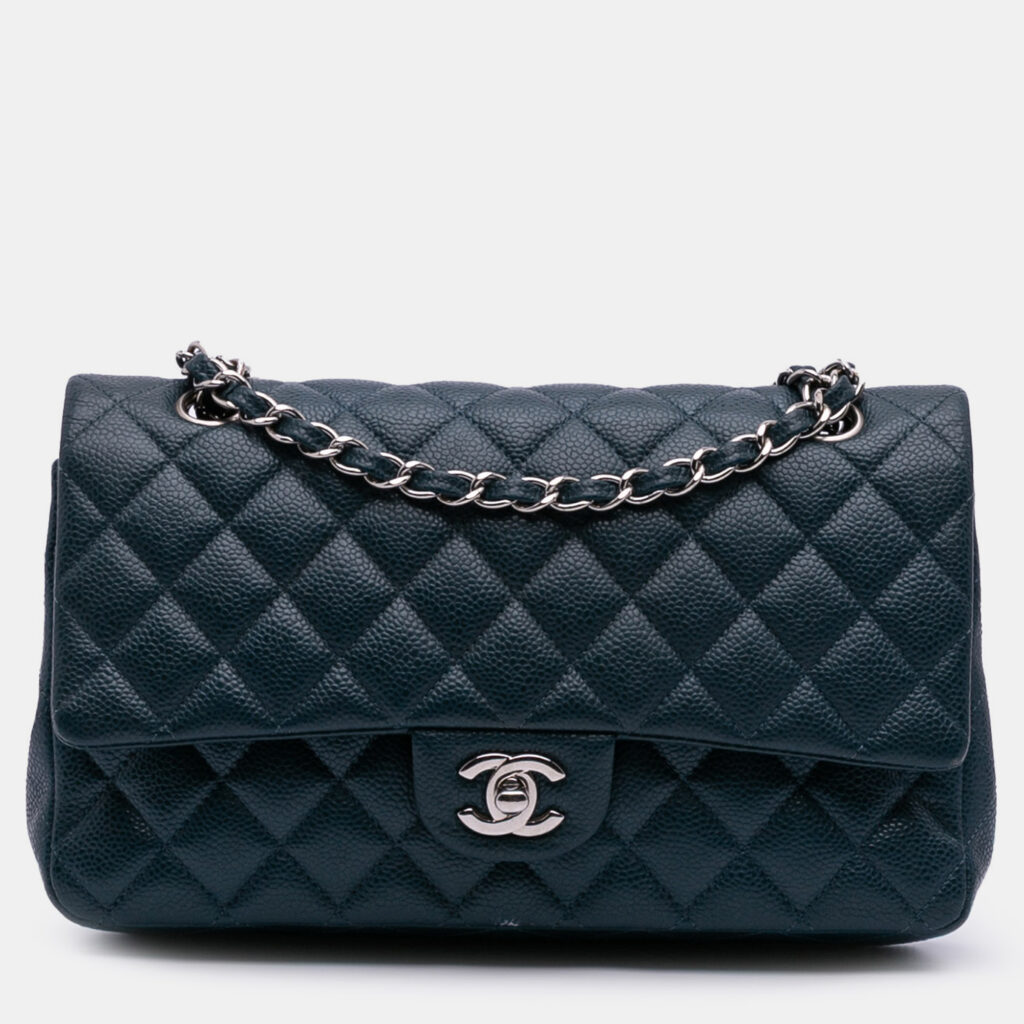 Chanel Blue Medium Classic Caviar Double Flap Chanel Blue Medium Classic Caviar Double Flap