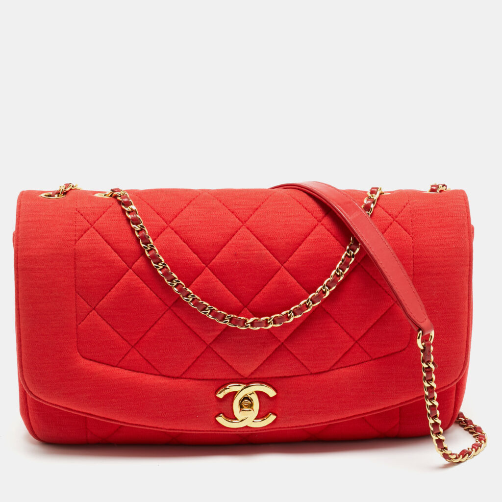 Chanel Red Quilted Jersey Diana Flap Bag