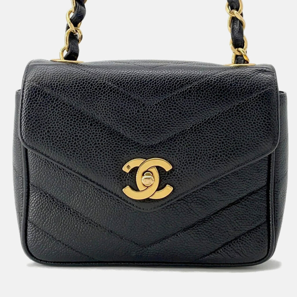 Chanel V Stitch Chain shoulder Bag Black Caviar Leather Chanel V Stitch Chain shoulder Bag Black Caviar Leather
