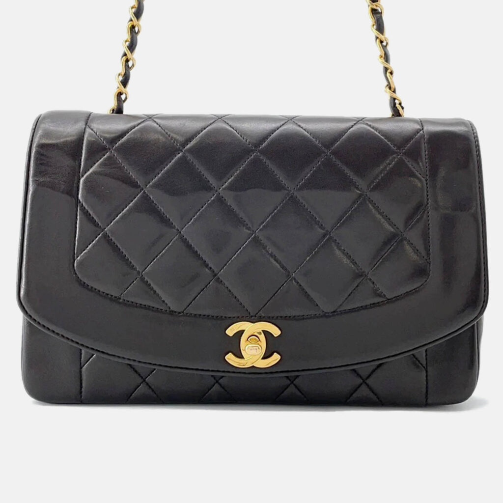 Chanel Diana Chain shoulder Bag Black Lambskin Chanel Diana Chain shoulder Bag Black Lambskin