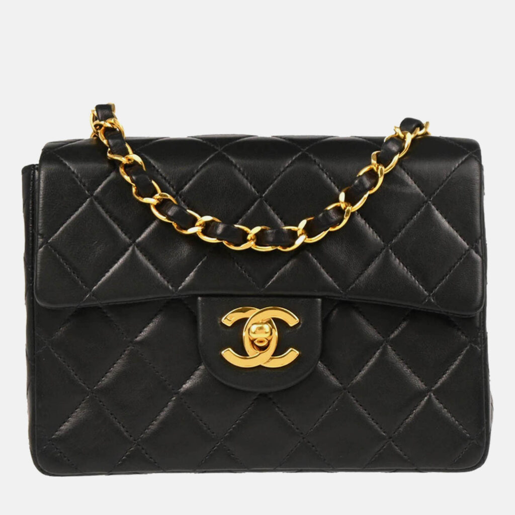 Chanel Mini Classic Square Flap Black Lambskin Shoulder Bag Chanel Mini Classic Square Flap Black Lambskin Shoulder Bag