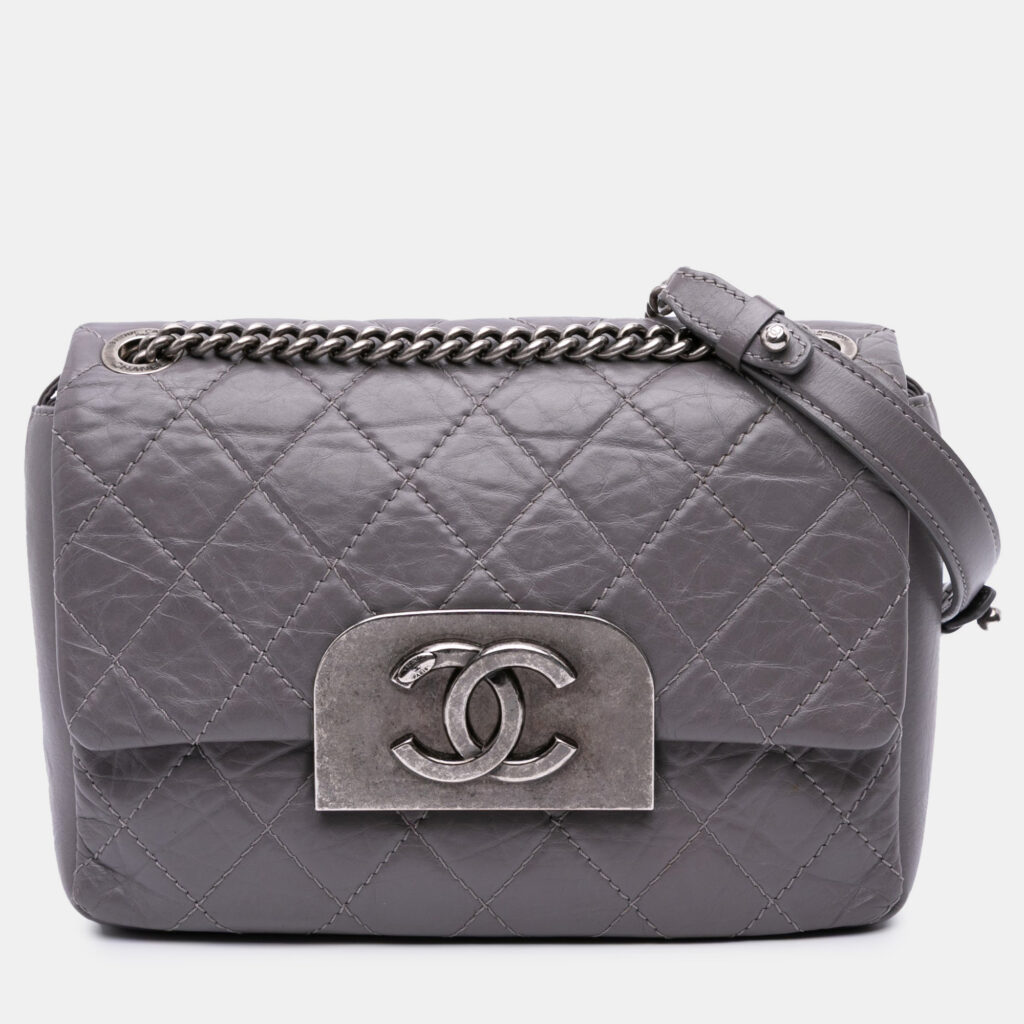 Chanel Square Flap Purple Quilted Aged Calfskin Leather Shoulder Bag Chanel Square Flap Purple Quilted Aged Calfskin Leather Shoulder Bag