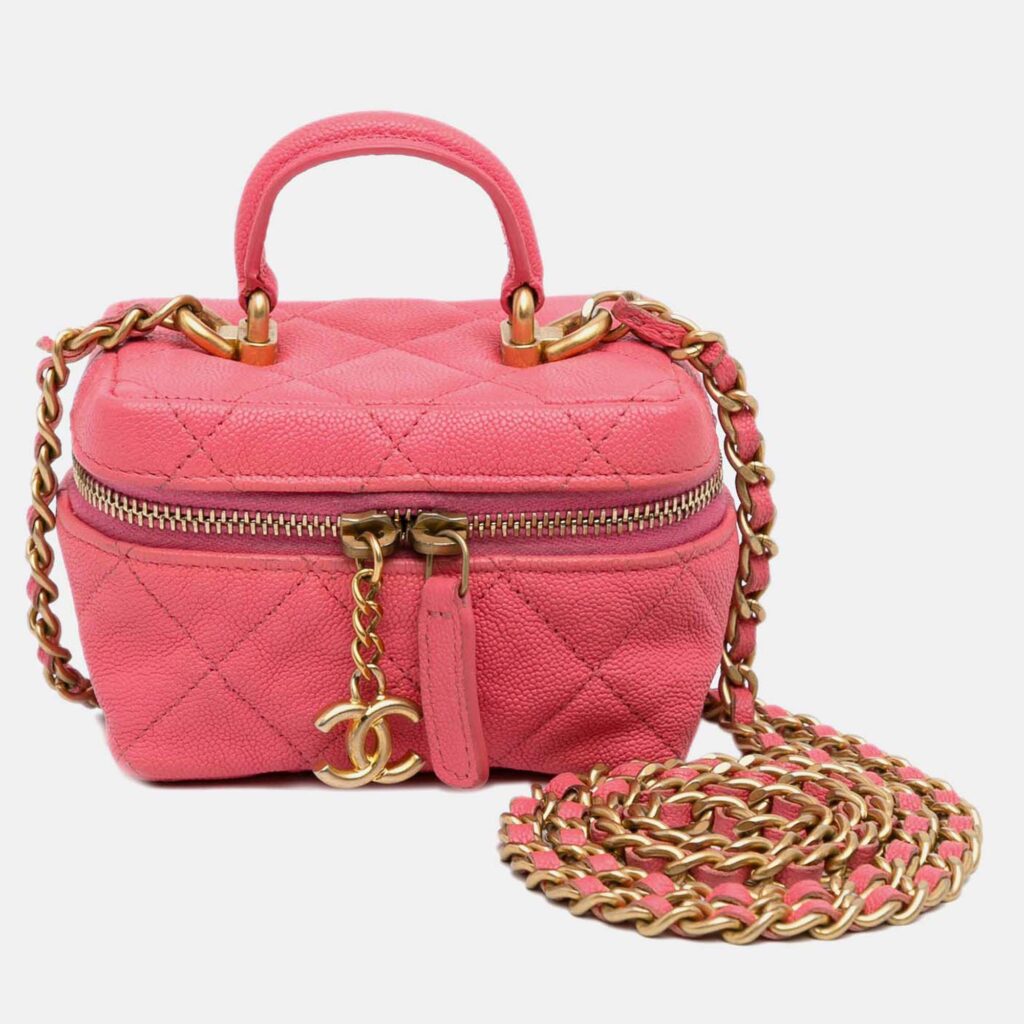 Chanel Vanity Micro Pink Caviar Chain Crossbody Bag Chanel Vanity Micro Pink Caviar Chain Crossbody Bag